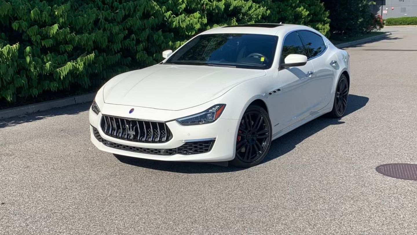 White Maserati Ghibli luxury sedan